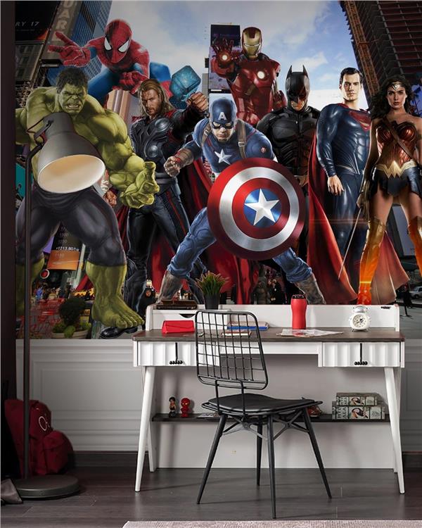 Süper Kahraman Temalı Çocuk Odası Duvar Kağıdı